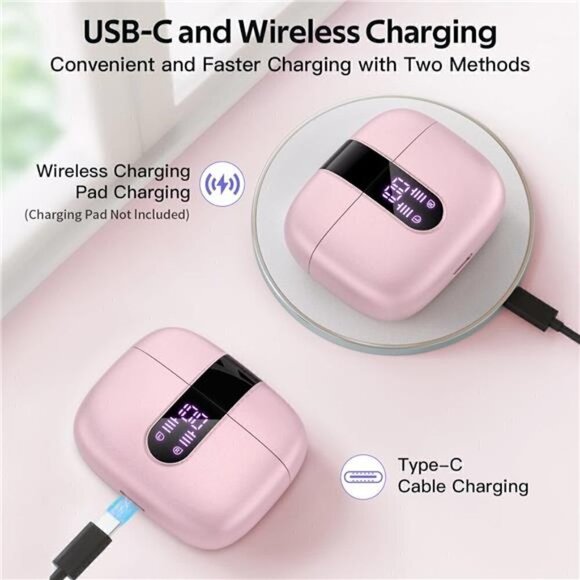 Bluetooth Headphone Wireless Earbud Airpods Pro 2 Charging Case Waterproof PINK - Picture 4 of 6